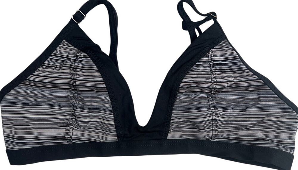Athleta Small Veracruz Bikini Top Black/Gray Striped